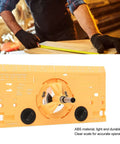 Front view of yellow ABS hinge boring jig kit with 35mm drill guide for cabinet doors