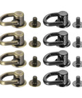 8 Piece DIY Leather Craft Ball Post Head Button Rivets With D Ring For Bag Straps Bronze Tone And Metallic Black Finish 12mm Base 10mm Ring Screw Back 2.7x5.2mm Zinc Alloy Hardware Kit