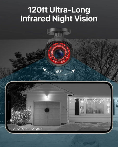 Dope Crystal Clear 1080P 1920TVL Outdoor Indoor Security Camera 120ft IR Night Vision Black demo on smartphone