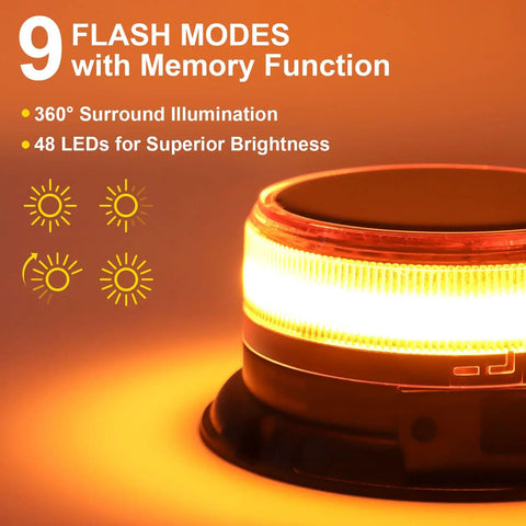 Badass Solar LED Amber Beacon Light With Weather Resistant Magnetic Base And Rechargeable Rotating Strobe Lamp For Pickups Tractors Golf Carts And Job Site Rigs
