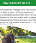 Image showing instructions on measuring a mower belt for Aramid Drive Belt For Mower Five-Eighths Inch By Ninety-Seven Inch Heavy-Duty Replacement M151276 Compatible With X500 X520 X530 X534 X540 X590 Kevlar Aramid Fiber For Superior Strength And Long-Lasting Performance.