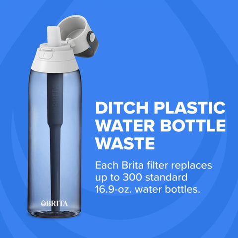 Hard Sided BPA Free Filtering Water Bottle With Premium Filter 26 Oz against blue background