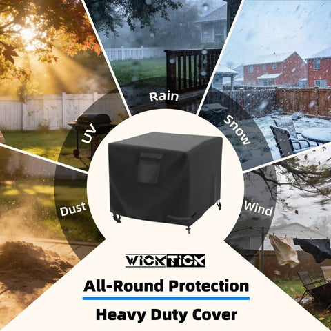 Weatherproof 600D Heavy Duty Square Fire Pit Cover 28 By 28 Inches For Propane Fire Pits Outdoor Patio All Weather Fit with protection against rain, snow, wind, UV, and dust.