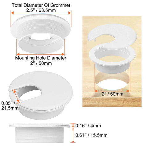 20 Pack Heavy Duty Black Desk Grommets And Cable Hole Cover Caps For No Sweat Cable Management With A Snazzy Home Office Setup Solid Plastic Wire Grommets dimensions with measurements
