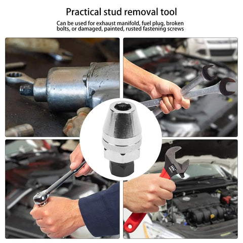 Tough As Nails Stud Extractor And Bolt Remover For Quarter Inch To Half Inch Studs, Heat Treated Alloy Steel, Chrome Plated, Rust Resistant Tool shown in various applications