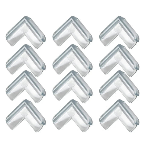 12 Pack Transparent Corner Protectors For Tables And Desks Soft Pvc Furniture Edge Bumpers arranged in a grid layout.