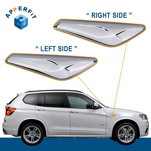 BMW X3 F25 X4 F26 Front Fender Chrome Trim Finisher Left Driver Side And Right Passenger Side Fits 2011 To 2017