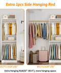 Rock Solid 8 Foot Modular Closet Organizer With 12 Hanging Rods And Extra Wall Shelf No Fuss DIY Assembly For Walk In Bedroom Storage Flexible White Layout Game Changer For Small Spaces side-by-side view with extra hanging rods in white frame, showcasing 12 rods, 81 inches tall.