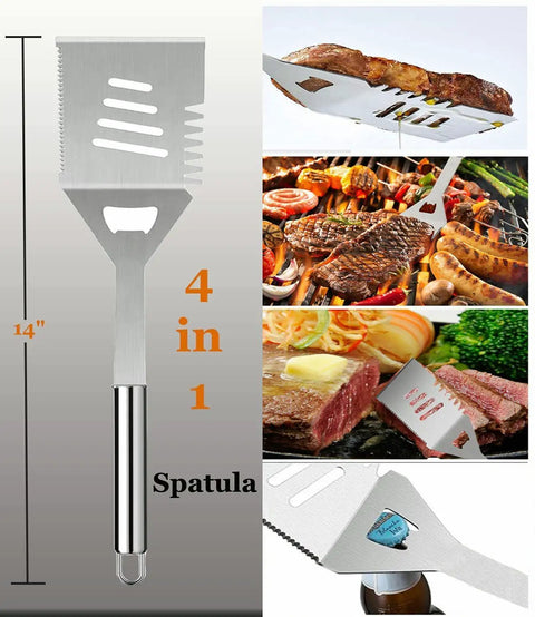 20 Piece Grilling Accessories Set For Outdoor Barbecue With Apron And Carry Bag Includes Long Spatula Tongs Fork Basting Brush