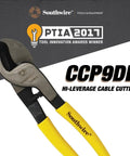 Tough Nine Inch Cable Cutter With Comfort Dipped Grips And Solid Forged Steel Arms for quick wire snipping tasks.