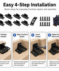 Heavy Duty Stainless Steel Quick Fitting Furniture Corner Brackets Set With Screws L Shape Right Angle Connectors Installation Steps