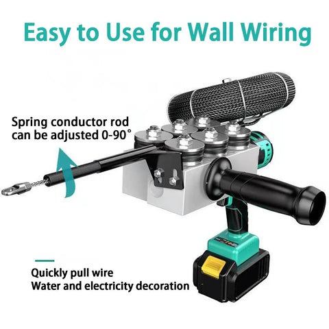 No Sweat Heavy Duty Auto Wire Threading Machine Featuring Dual 3.0 Ah Batteries And Fluid Variable Speed Dial, adjustable spring rod.