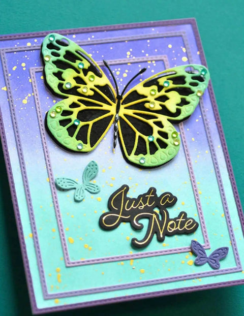Handmade card featuring 11 Piece Butterfly Metal Die Cuts Set For DIY Cards Scrapbooking And Embossing Frames Wedding Stencils High Detail.