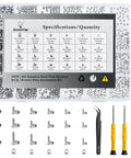 1020Pcs Stainless Steel Tiny Micro Screws Kit For Eyeglasses And Watches With 17 Sizes M1 To M2.5, case, screwdrivers, tweezers