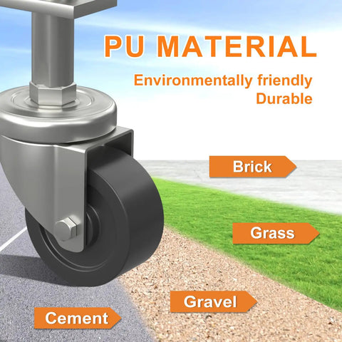 Heavy Duty Two Inch Gate Wheels For Wooden Gates Rock Solid Rubber Casters with PU material suitable for brick, grass, and gravel.