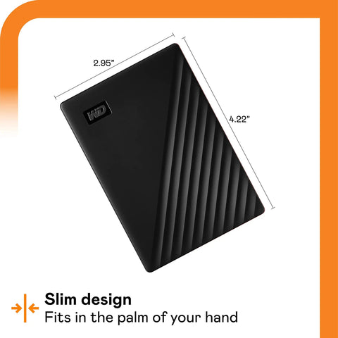 2TB Portable External Hard Drive With Ransomware Defense And Password Protection, USB 3.1 And USB 3.0 Compatible, Slim Black Backup Drive For On The Move, Includes Backup Software For Safer File Storage