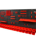 Wall Mounted 30 Bin Parts Organizer Rack With Panels, Tool Holders And Hooks, Dope Stackable Garage Or Shop Storage