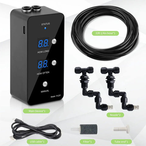Reptile Humidifier Misting System For Terrariums Must Have Automatic Operation With Adjustable Spray Nozzles And 360 Degree Rotating Mist
