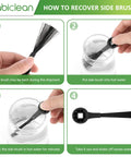 Instructions for recovering bent side brush for Replacement Parts Kit For AV2501S AV2501AE Robot Vacuums step by step images.
