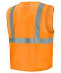 Stay Sharp And Legit On The Job With This Kickass Class 2 High Visibility Mesh Safety Vest Featuring Bold Reflective Tape For Traffic Control And Crew Jobs In Bright Orange, showing rear view with mesh fabric and reflective strips.