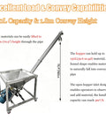 Powerful Inclined Spiral Convey Machine With 150 Liter Massive Hopper For Granular Materials High Capacity Bulk Lifter At 1.8 Meters Height.