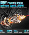 Electric Folding Bike For Adults And Teens With 800W Peak Motor 22 MPH Top Speed 30 Mile Range showing motor details