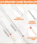 6 pack adjustable length roasting sticks with 31.9 inch size, 304 stainless steel and heat resistant handle