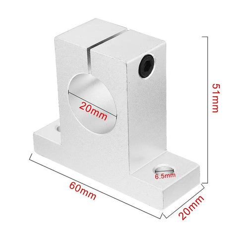 Four Pack SK20 Aluminum Linear Motion Rail Clamping Guide Support For 20mm Shaft Low Friction Corrosion Resistant High Precision Sliding Guide Kit For Multi Axis Machinery, 60x20x51mm