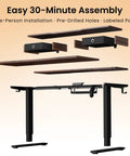 Realbear 48 By 24 Inch Electric Standing Desk With Two Convenient Drawers And A Dual Monitor Shelf parts for quick assembly.