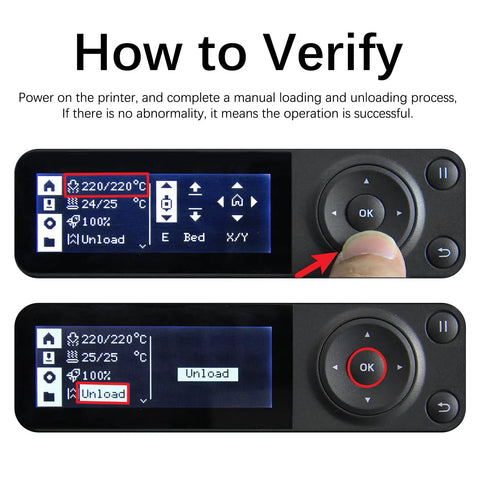 How to Verify Stainless Steel P1 Extruder Unit Upgrade With Dual Gears For P1P And P1S 3D Printers, control panel steps