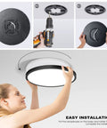 Installation guide for 4 Pack 12 Inch Slim Flush Mount LED Ceiling Light Fixtures Black Round 6000K Daylight White 3200 Lumens
