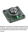 Flange Block Bearing UCF206 30mm Bore Cast Iron Housing with set screw lock, green housing for machinery support