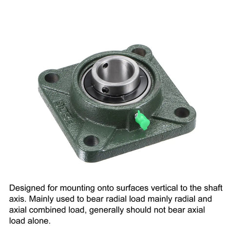 Flange Block Bearing UCF206 30mm Bore Cast Iron Housing with set screw lock, green housing for machinery support