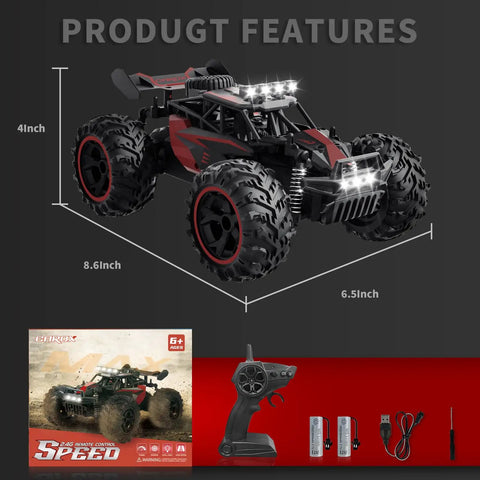 Beast Mode Remote Control Car 25 Kilometers Per Hour 2.4GHz 1:18 Off Road Monster Truck with accessories in view