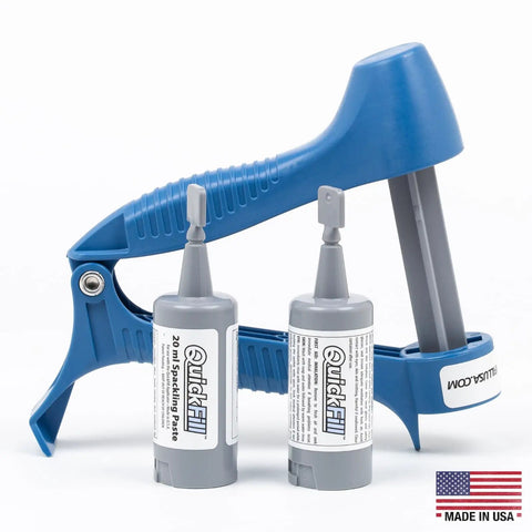 Drywall Repair Kit With Built In Spatula Tool And Two 20ml Spackling Paste Cartridges To Fill Nail Holes And Cracks, Reusable Caps Included