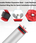 Pro Grade Mechanical End Of Pipe Gripper Test Plugs Set 3 Inch And 4 Inch Sewer Drain Plugs For PVC ABS Cast Iron Pipes Sealing And Pressure Test Tools 2 Pack For Residential And Commercial Plumbing, rubber seal and wing nut on pipe
