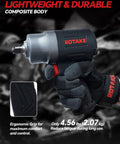 Pro Grade 1/2 Inch Air Impact Wrench 1245 Ft Lbs Max Torque Twin Hammer Design with ergonomic grip for comfort.