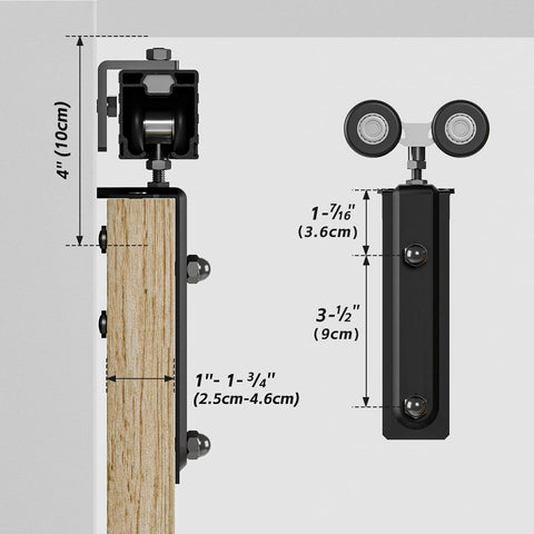 Diagram of 6.6Ft Box Rail Sliding Barn Door Hardware Kit Alloy Steel Wall Mount For Single Door, dimensions labeled.