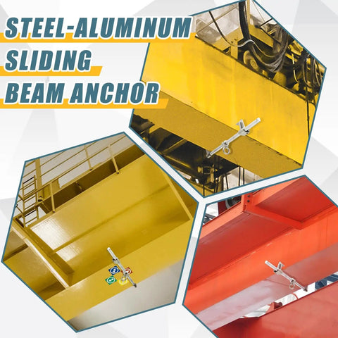 Heavy Duty Sliding Horizontal Beam Anchor For I And H Beams, Adjustable Fall Protection Rig Built Tough With Rock Solid Steel Cast, Glides Smoothly On Wide Flanges Ideal For Rooftop Crews And Job Site Safety