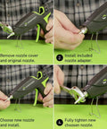 Step-by-step installation of Interchangeable Hot Glue Gun Nozzles Kit With Aluminum Tips Includes Small Round Large Round And Flat Nozzles Plus Adapter Durable Aluminum For Smooth Glue Flow Compatible With DT-360F DT-3100F L-270 H-270 DT-270 H-327F PRO2-60 DT-750 HE-750W