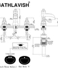 Diagram of 8 Inch Widespread Bathroom Faucet With 3 Hole Mount Two Handle Brass Waterfall Sink Faucet Polished Chrome With Pop Up Drain