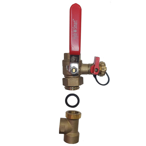 Three Quarter Inch IPS Isolator Tankless Water Heater Service Valve Kit With 150 PSI Relief Valve Lead Free Brass Ball Valves