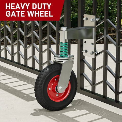 Beefed Up 8 Inch Heavy Duty Gate Wheel Kit For Wooden And Metal Tube Gates Supports Up To 700 Lbs Spring Loaded 360 Degree Rotating Caster Red Gate Caster Wheel Set
