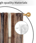 Cozy Farmhouse Brown Curtains With Rustic Barn Door Plank Look, 42W X 63L Rod Pocket Two Panels, close-up view
