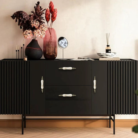 Ceramic Cabinet Pulls Marble Pattern 3 Inch Center Holes Antique Brown Granite Look on black cabinet with floral decor