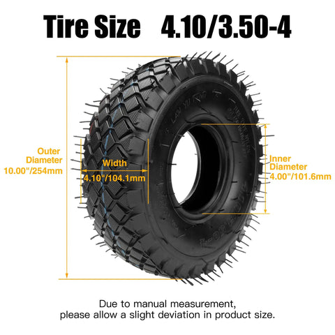Set Of Two 4.10/3.50-4 Tire And Inner Tube With Bent Valve Stem For Lawn Mower Hand Truck Wheelbarrow Go Kart Trailer Snowblower