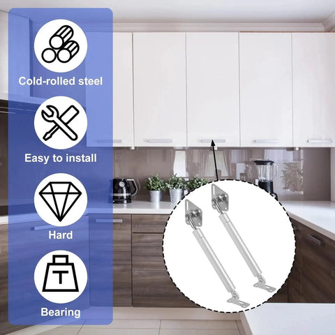 Kitchen with cabinets using Dual Tension 80N And 100N Pneumatic Gas Strut Lift Hinges For Cabinets, features shown on side