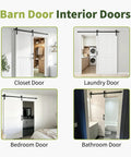 White Interior Sliding Barn Door 38 By 84 Inches With Heavy Duty Track Smooth Glide Rollers For Closet Bedroom Bathroom, used as closet and laundry doors.