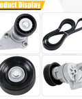 Serpentine Belt Drive Tensioner Pulley Component Kit For GM Hummer H2 Tahoe Silverado Suburban Avalanche Sierra 1500 2500 3500 2002-2008 Replacement Upgrade, tensioner kit with belt and pulley