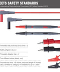 Soft Silicone Test Lead Kit With Threaded Safety Alligator Clips, Dual Color Insulated Pro Grade Leads For Multimeters